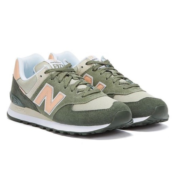 New Balance 574 Green and Pink Sneakers Size 5 - Picture 1 of 4